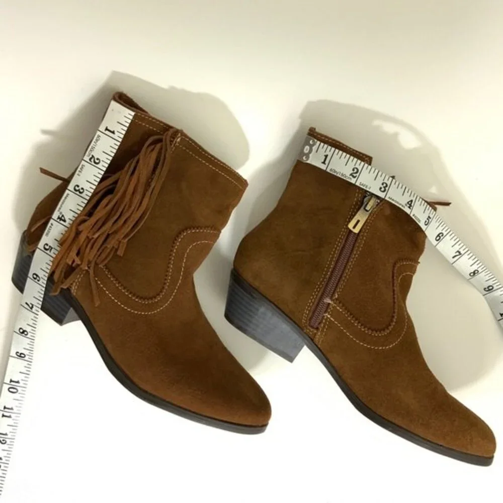 Sam Edelman Suede Brown Fringe Bootie 5